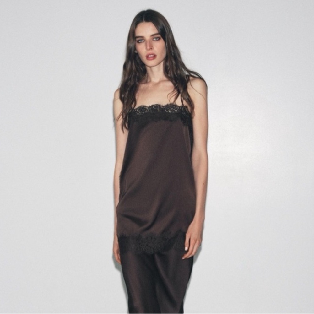 ZARA SATIN EFFECT LACE TOP ZW COLLECTION - Picture 6 of 16